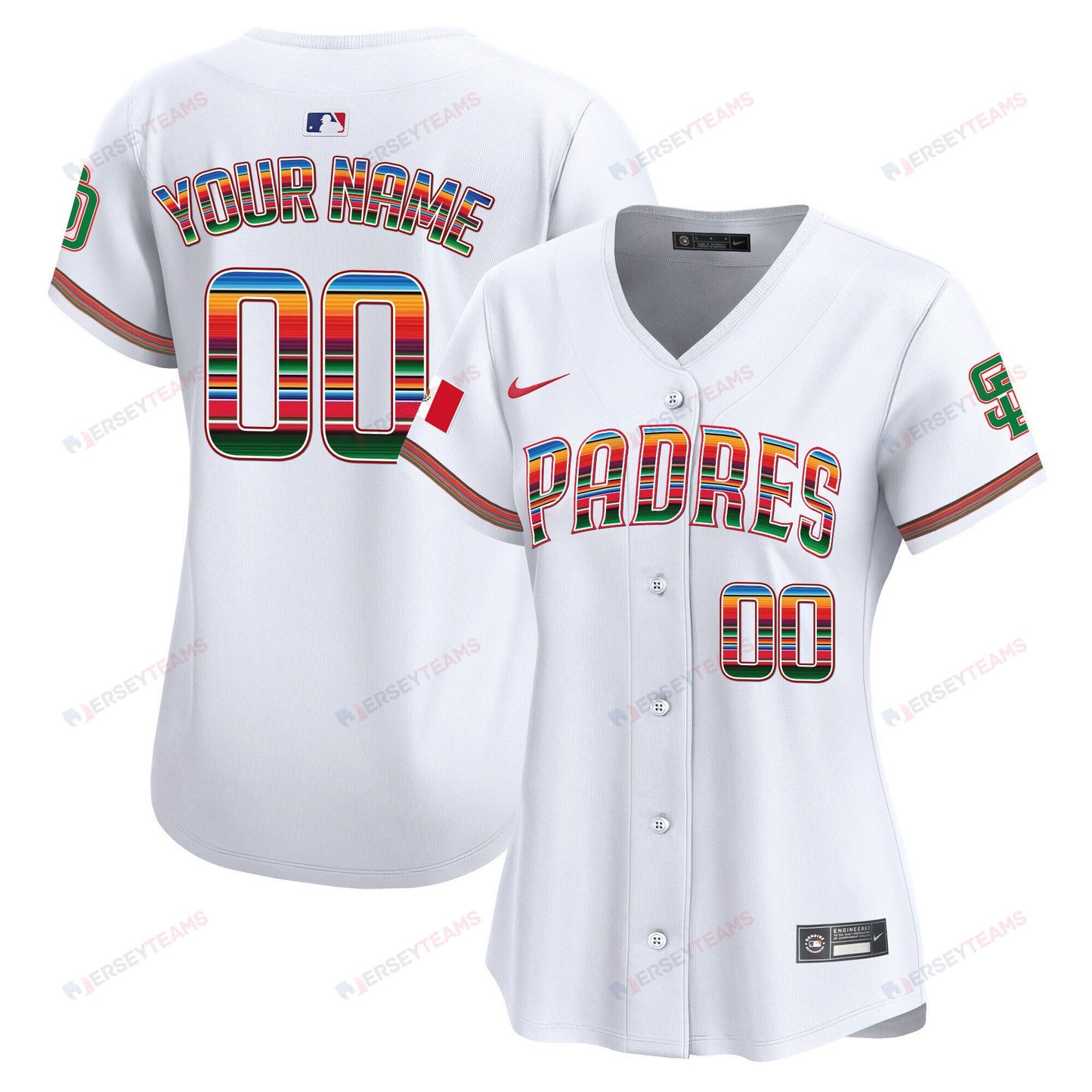 San Diego Padres Mexico Custom Women Jersey - White
