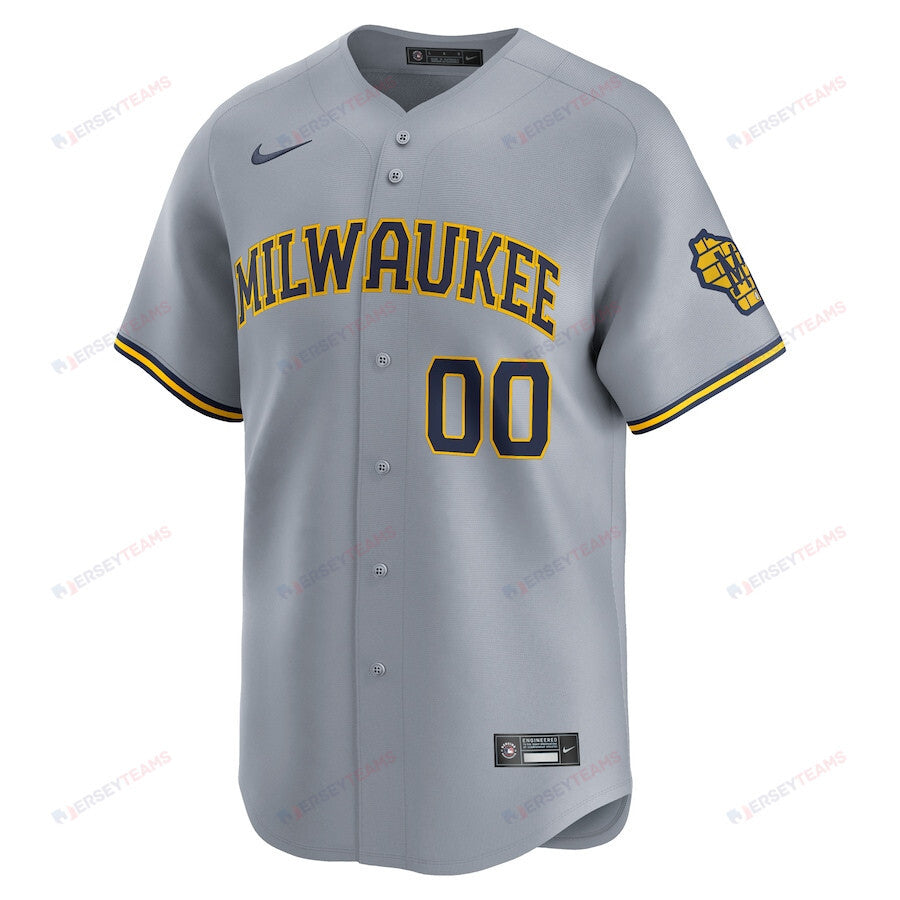 Milwaukee Brewers Away Limited Custom Men Jersey - Gray