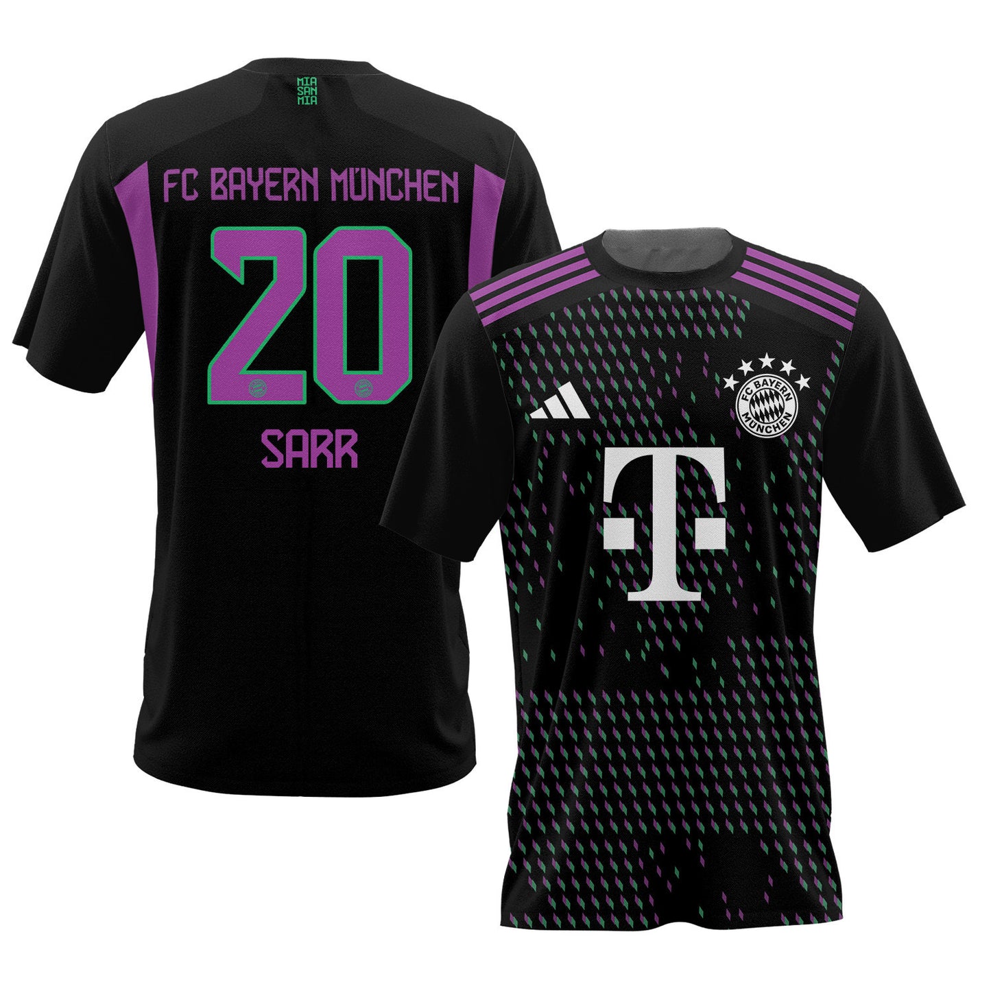 Bouna Sarr 20 Bayern Munich 2023/24 Away Men AOP T-shirt - Black