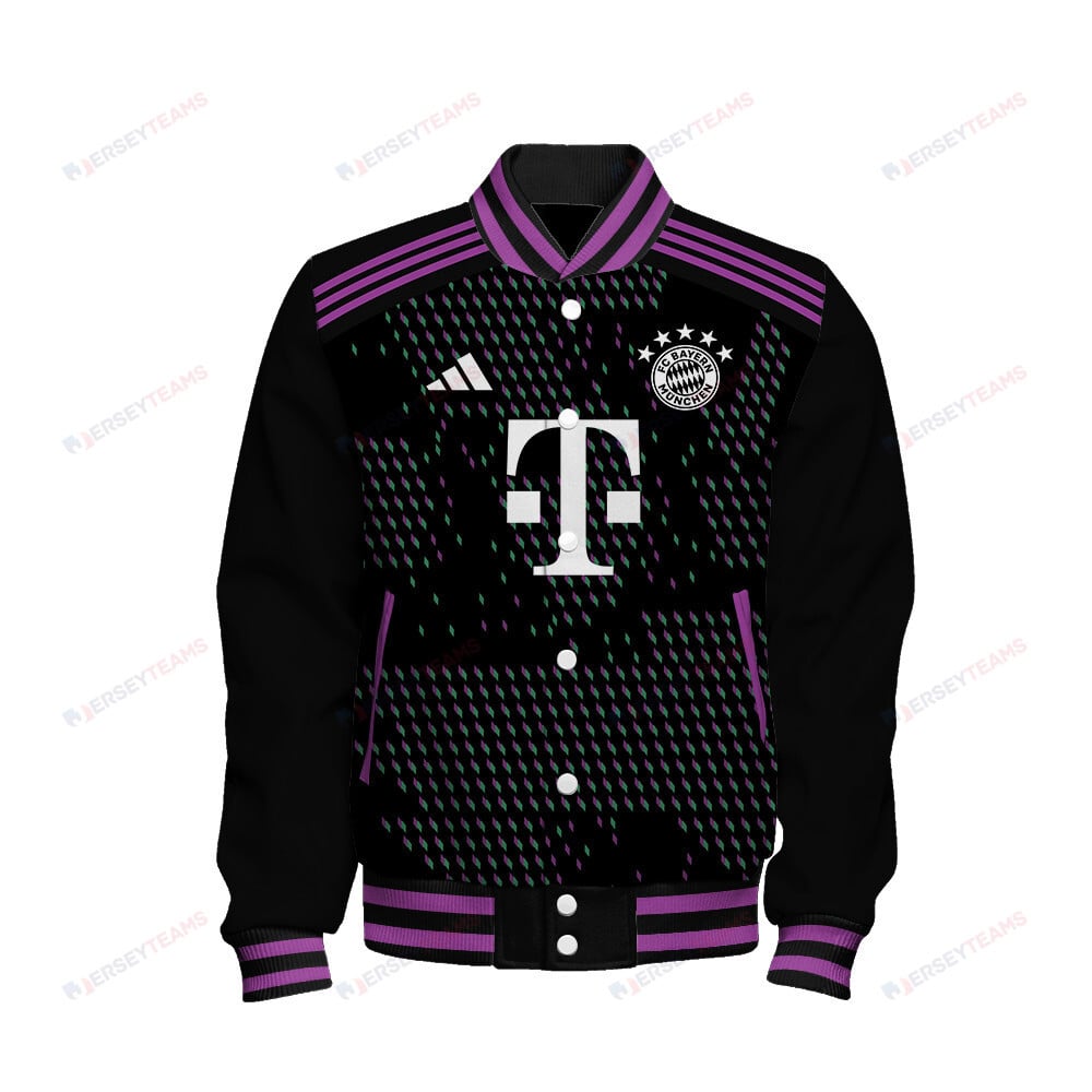 Bouna Sarr 20 Bayern Munich 2023/24 Away Baseball Jacket - Black - All-Over-Printed Jacket