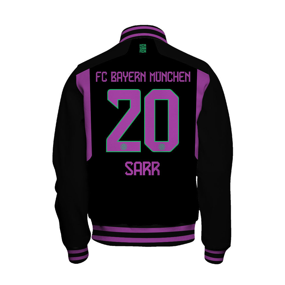 Bouna Sarr 20 Bayern Munich 2023/24 Away Baseball Jacket - Black - All-Over-Printed Jacket