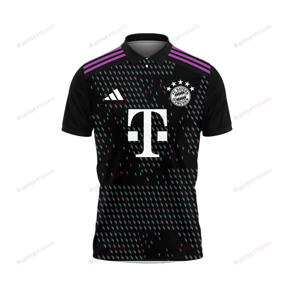 Bouna Sarr 20 Bayern Munich 2023/24 Away Printed Polo Shirt - Black