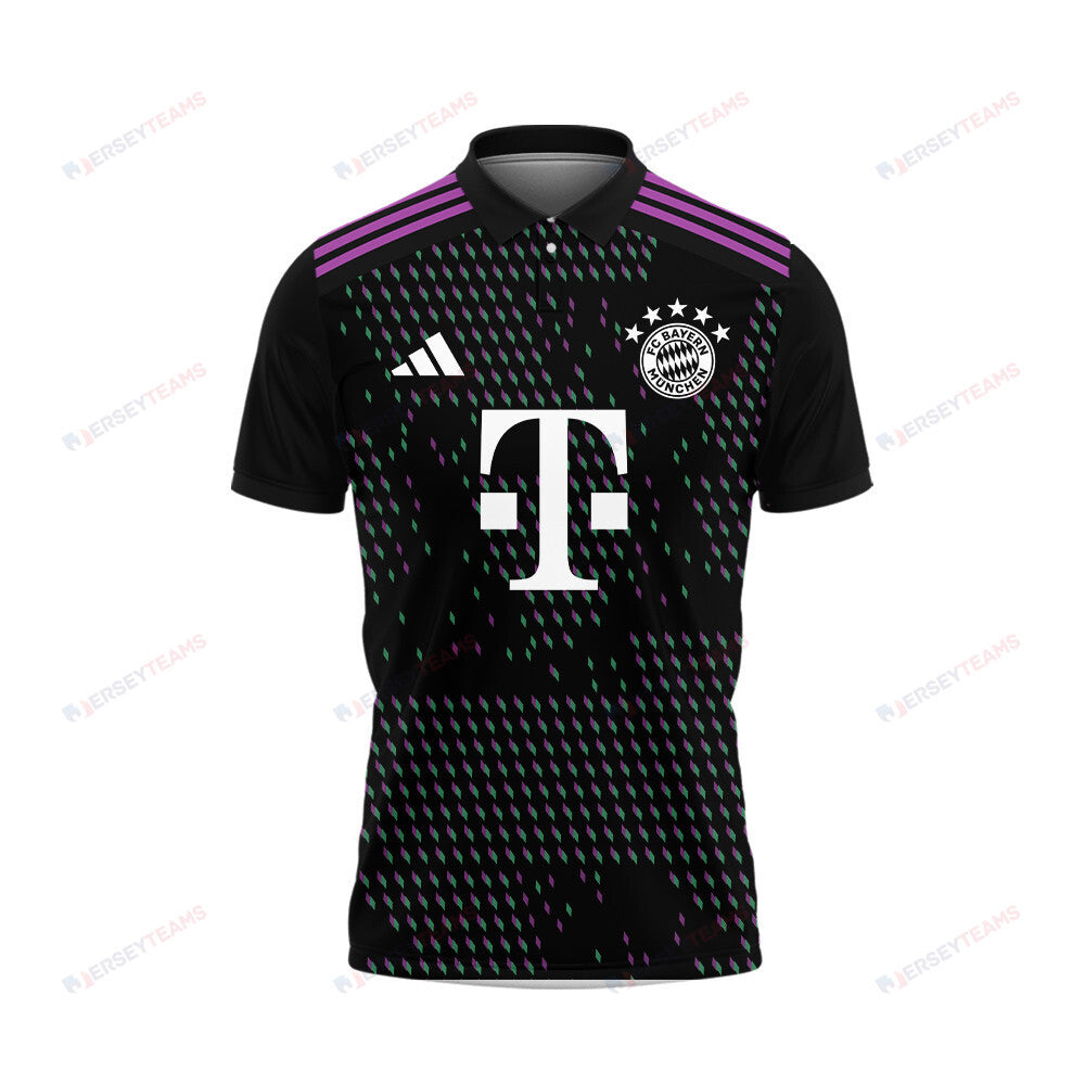 Konrad Laimer 27 Bayern Munich 2023/24 Away Printed Polo Shirt - Black