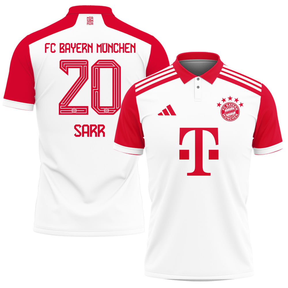 Bouna Sarr 20 Bayern Munich 2023/24 Home Printed Polo Shirt - White