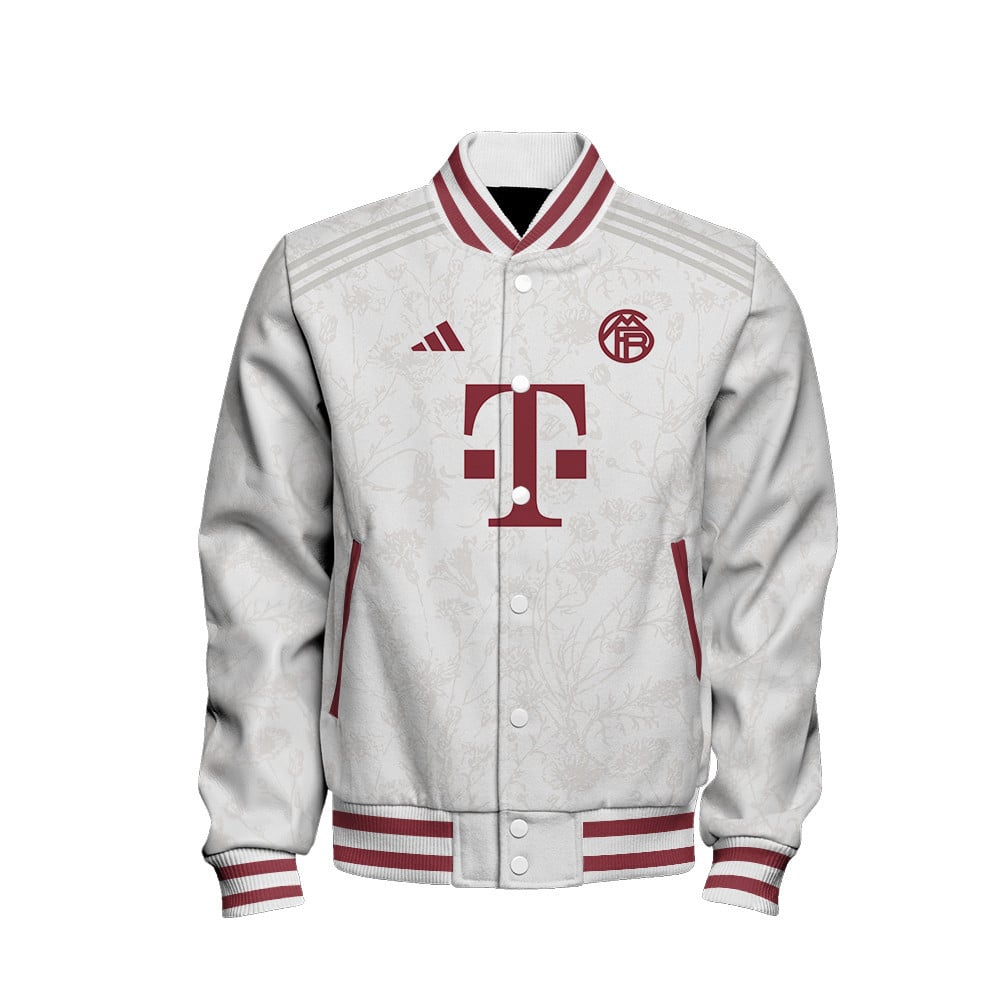 Bouna Sarr 20 Bayern Munich 2023/24 Third Baseball Jacket - White - All-Over-Printed Jacket