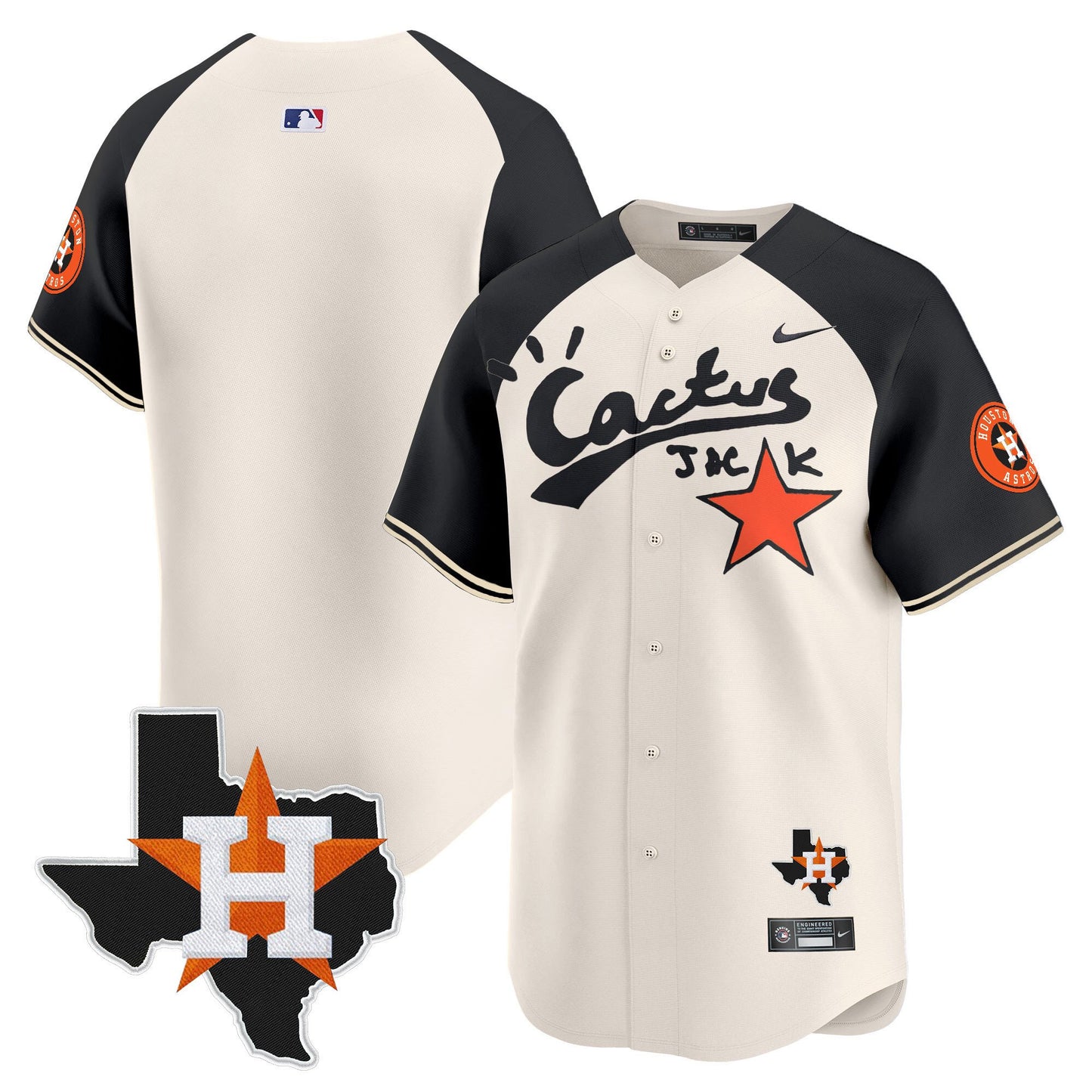CJ. Stroud 7 Houston Astros Cactus Jack Houston Patch Limited Jersey - Men, Cream Alternate