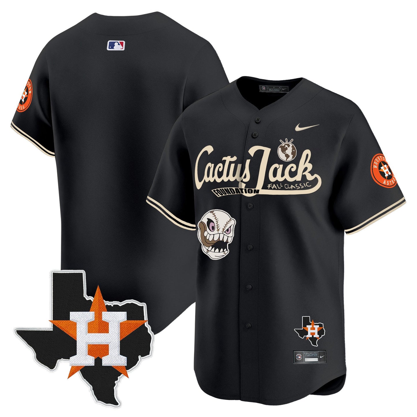Justin Verlander 35 Houston Astros Cactus Jack Foundation Fall Classic Black Limited Jersey - Men