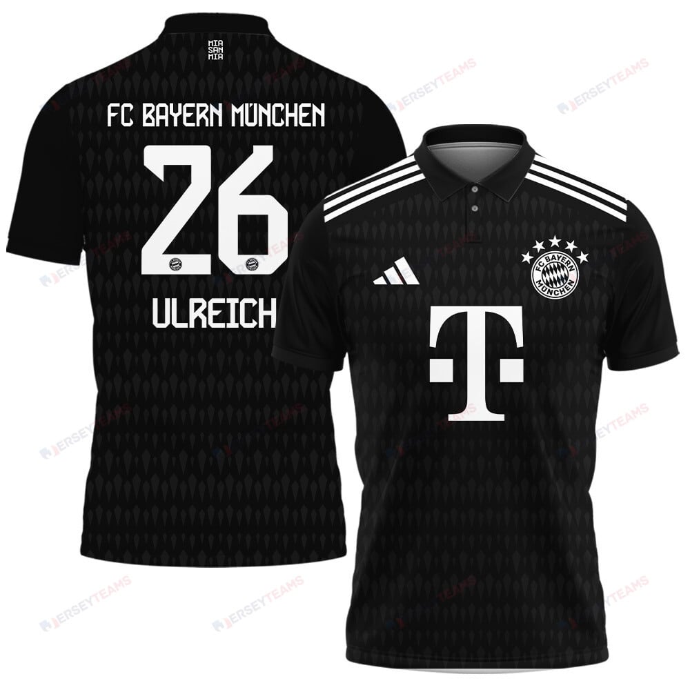 Sven Ulreich 26 Bayern Munich 2023/24 Goalkeeper Printed Polo Shirt - Black