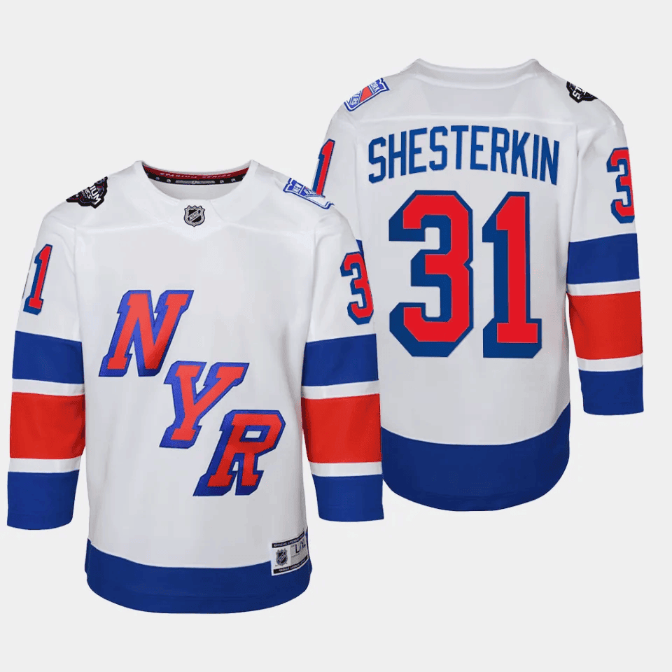 Igor Shesterkin 31 New York Rangers 2024 NHL YOUTH Stadium Series Jersey - White