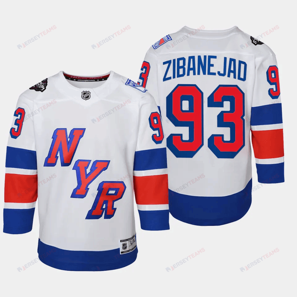 Mika Zibanejad 93 New York Rangers 2024 NHL YOUTH Stadium Series Jersey - White