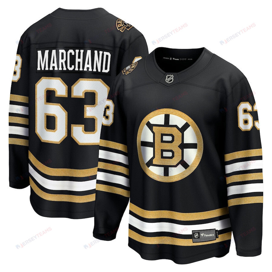 Brad Marchand 63 Boston Bruins 100th Anniversary Breakaway Jersey - Black