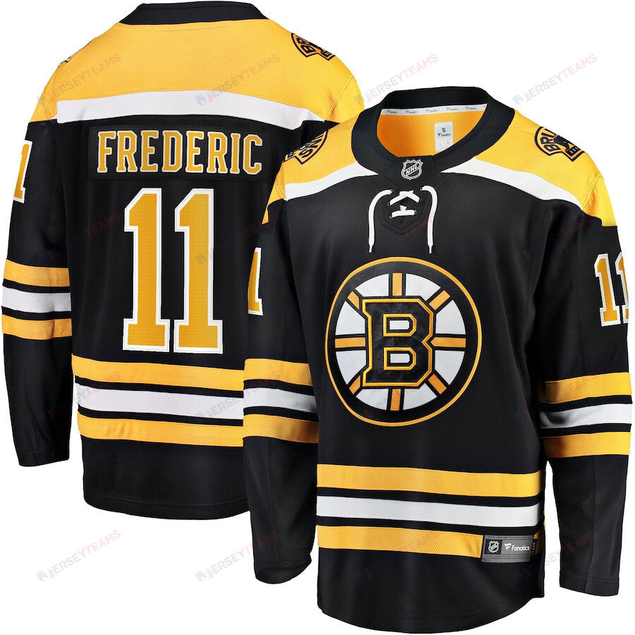 Trent Frederic 11 Boston Bruins Home Breakaway Jersey - Men, Black