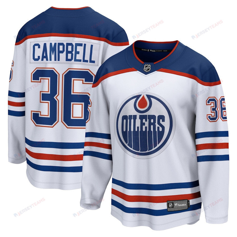Jack Campbell 36 Edmonton Oilers Away Breakaway Jersey - Men, White