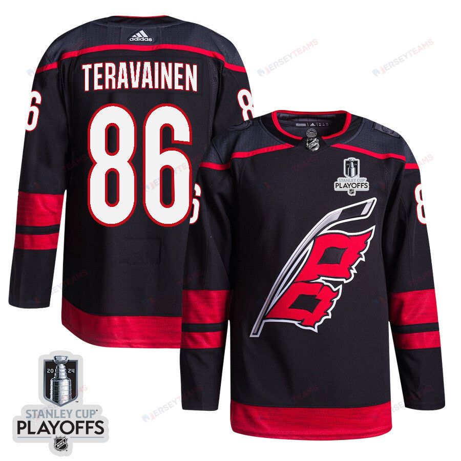 Teuvo Teravainen 86 Carolina Hurricanes 2024 NHL Playoffs Patch Home Jersey - Men, Black