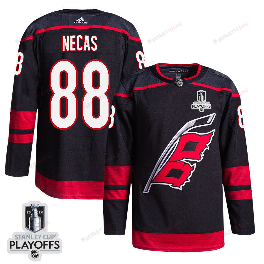 Martin Necas 88 Carolina Hurricanes 2024 NHL Playoffs Patch Home Jersey - Men, Black