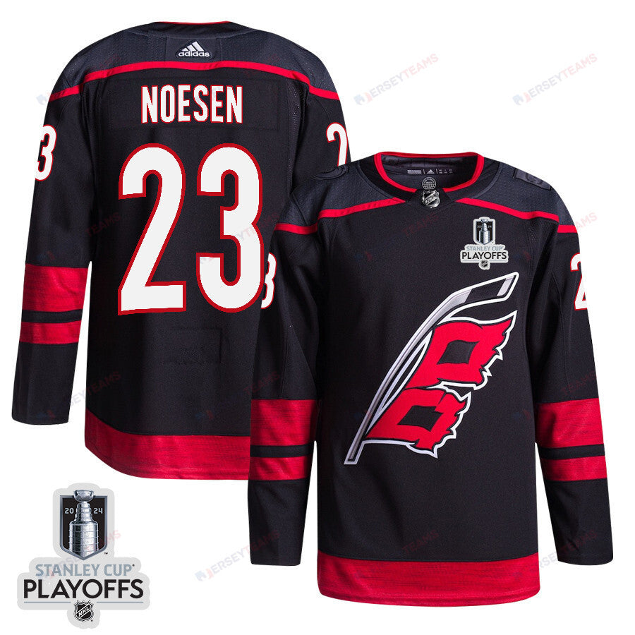 Stefan Noesen 23 Carolina Hurricanes 2024 NHL Playoffs Patch Home Jersey - Men, Black