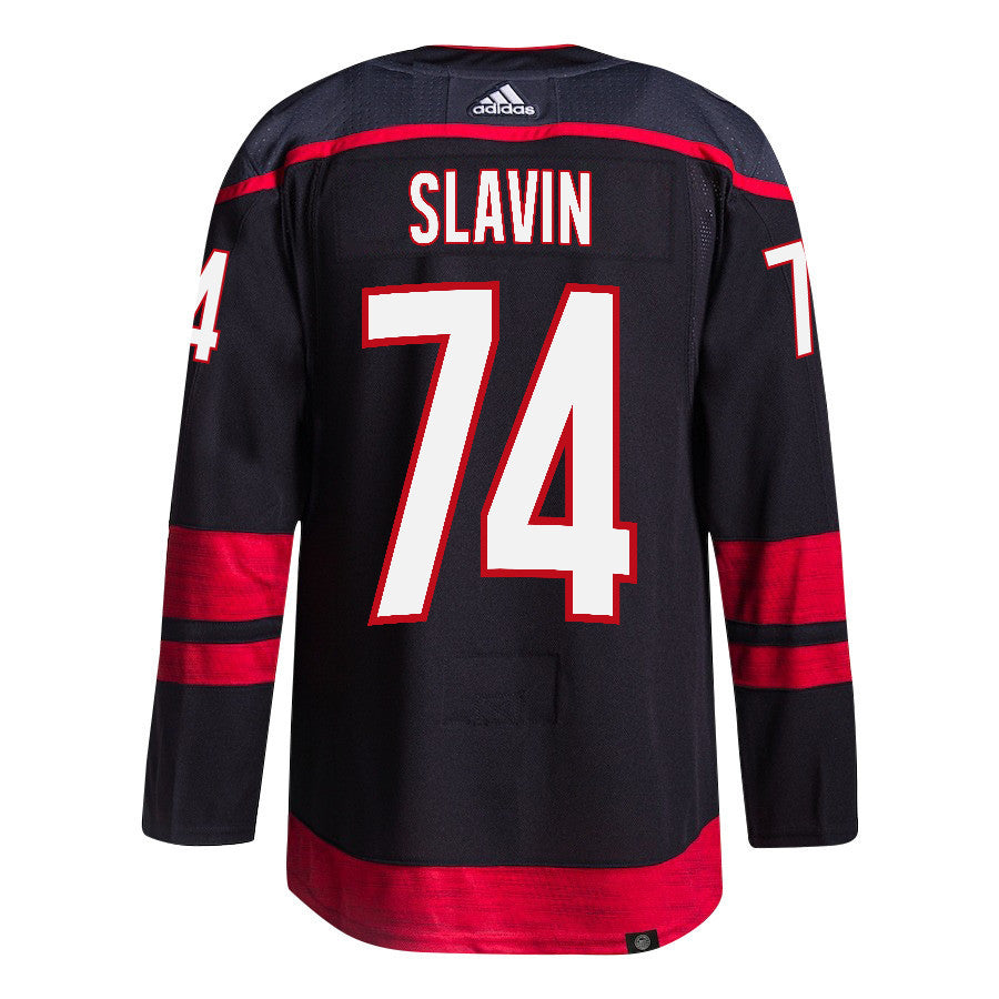 Jaccob Slavin 74 Carolina Hurricanes 2024 NHL Playoffs Patch Home Jersey - Men, Black