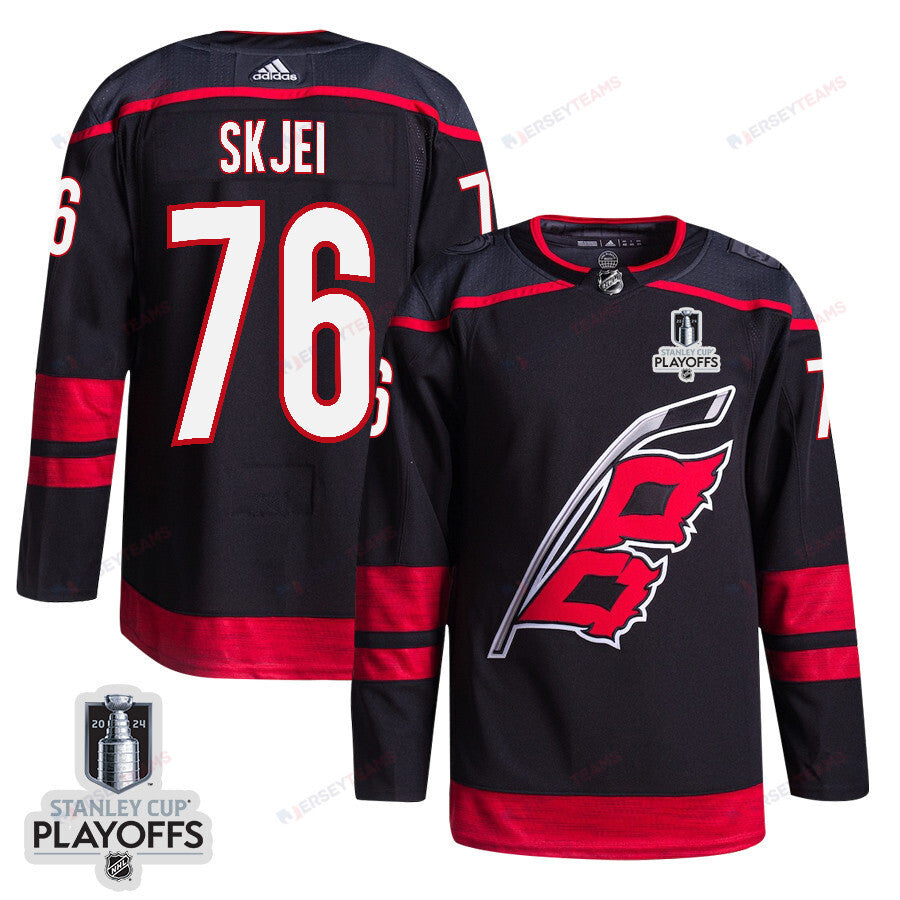 Brady Skjei 76 Carolina Hurricanes 2024 NHL Playoffs Patch Home Jersey - Men, Black