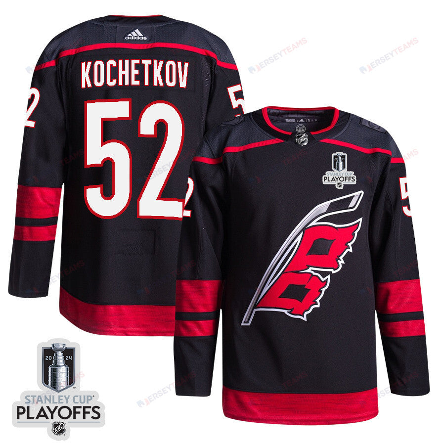 Pyotr Kochetkov 52 Carolina Hurricanes 2024 NHL Playoffs Patch Home Jersey - Men, Black