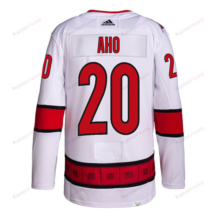 Sebastian Aho 20 Carolina Hurricanes 2024 NHL Playoffs Patch Away Jersey - Men, White
