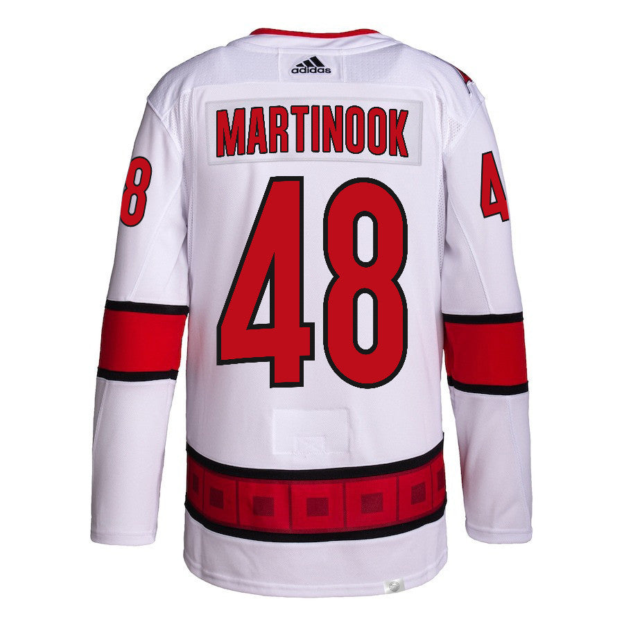 Jordan Martinook 48 Carolina Hurricanes 2024 NHL Playoffs Patch Away Jersey - Men, White