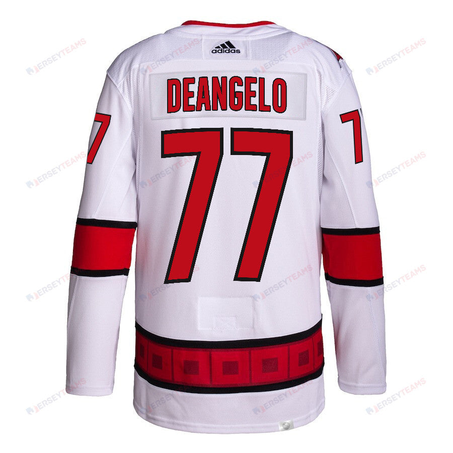 Tony DeAngelo 77 Carolina Hurricanes 2024 NHL Playoffs Patch Away Jersey - Men, White