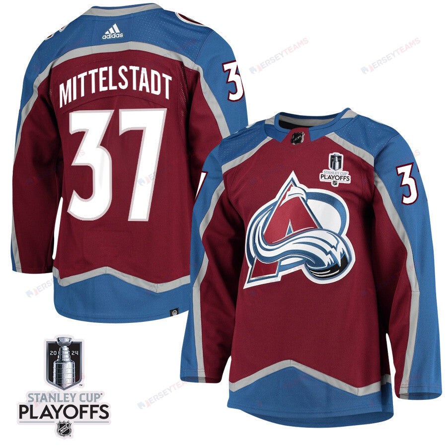 Casey Mittelstadt 37 Colorado Avalanche 2024 NHL Playoffs Patch Home Jersey - Men