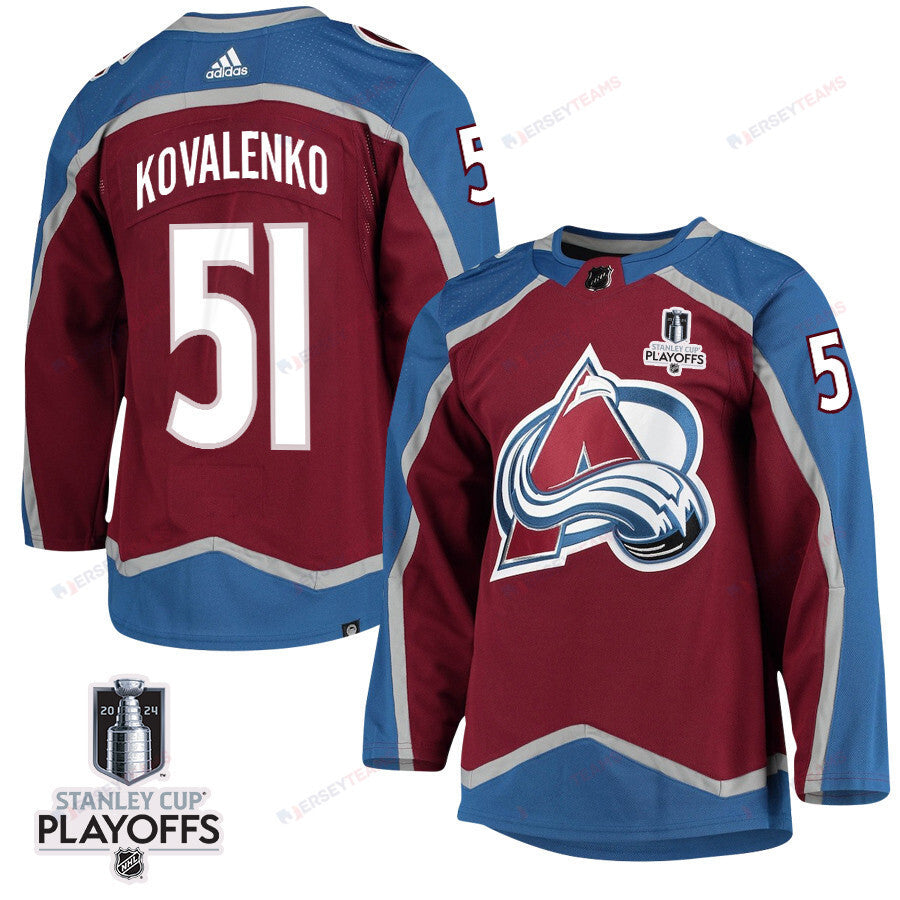 Nikolai Kovalenko 51 Colorado Avalanche 2024 NHL Playoffs Patch Home Jersey - Men
