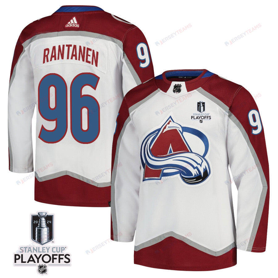 Mikko Rantanen 96 Colorado Avalanche 2024 NHL Playoffs Patch Away Jersey - Men, White