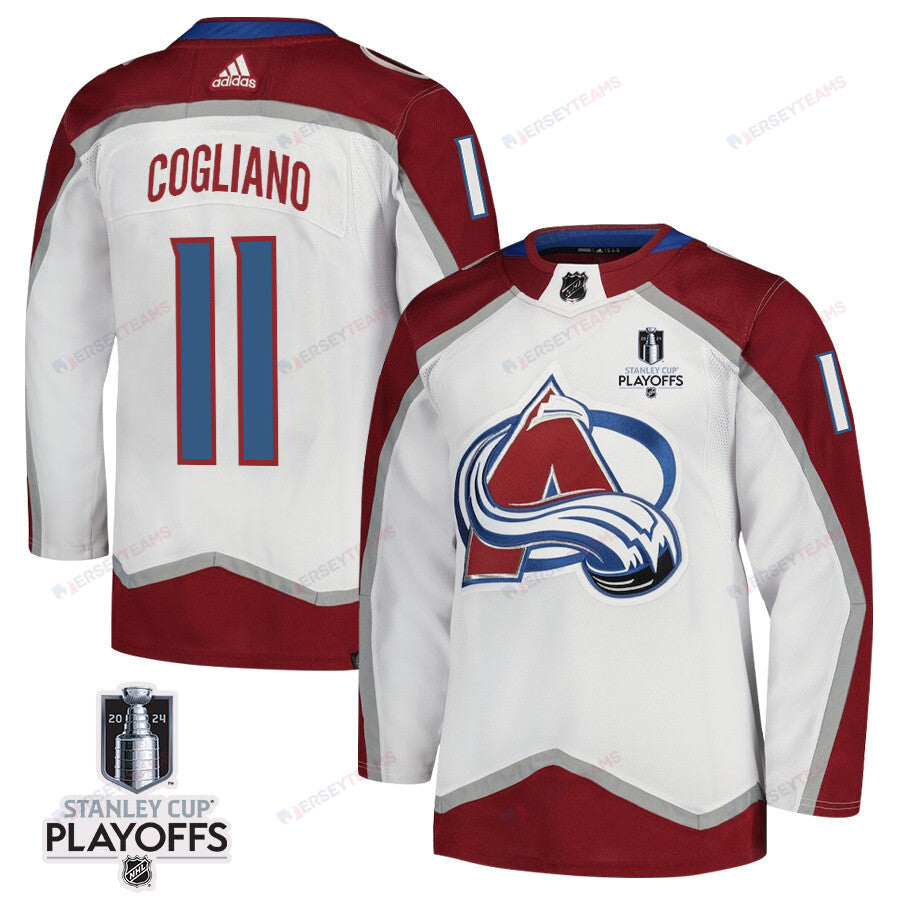 Andrew Cogliano 11 Colorado Avalanche 2024 NHL Playoffs Patch Away Jersey - Men, White