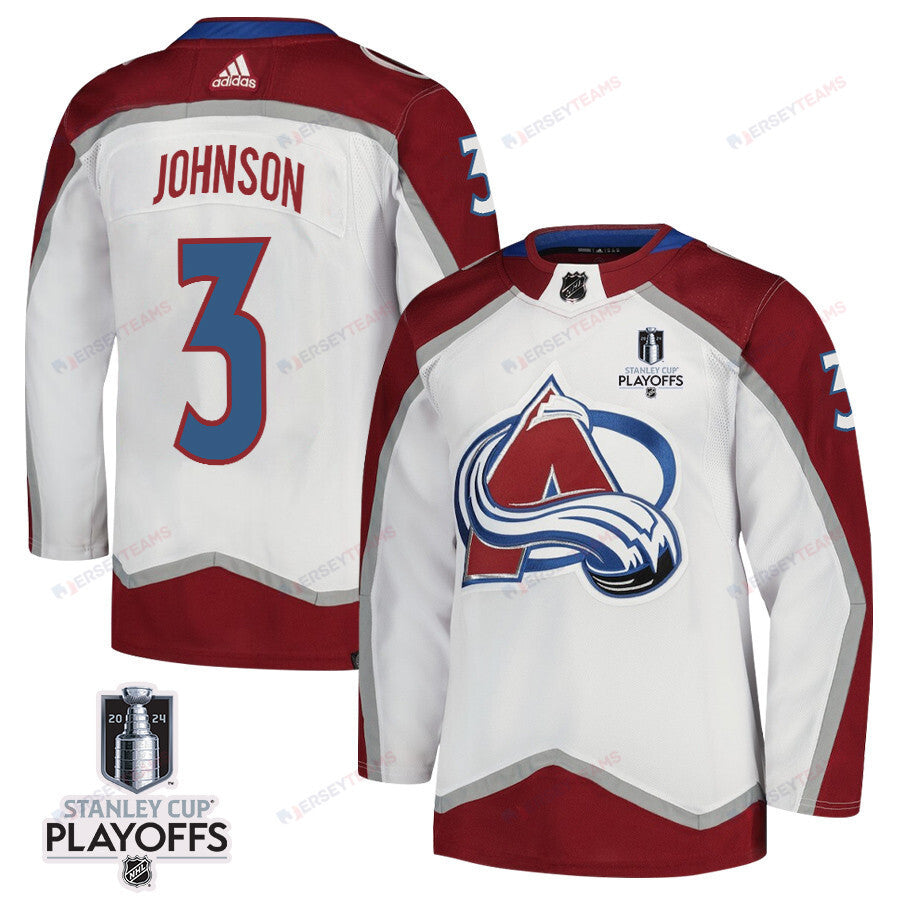 Jack Johnson 3 Colorado Avalanche 2024 NHL Playoffs Patch Away Jersey - Men, White