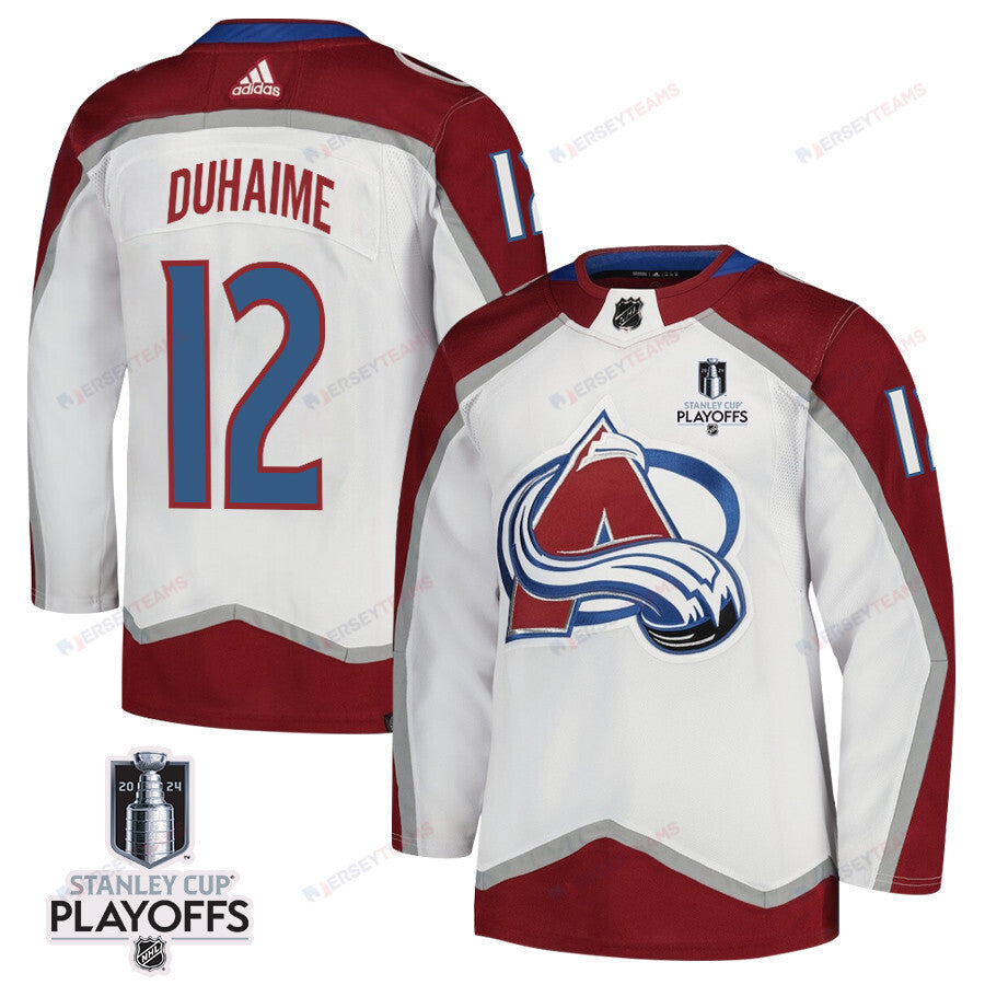 Brandon Duhaime 12 Colorado Avalanche 2024 NHL Playoffs Patch Away Jersey - Men, White