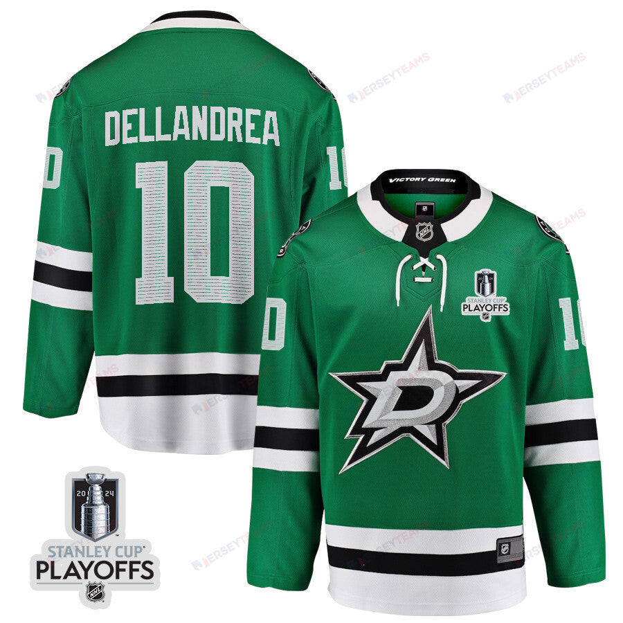 Ty Dellandrea 10 Dallas Stars 2024 NHL Playoffs Patch Home Jersey - Men, Green
