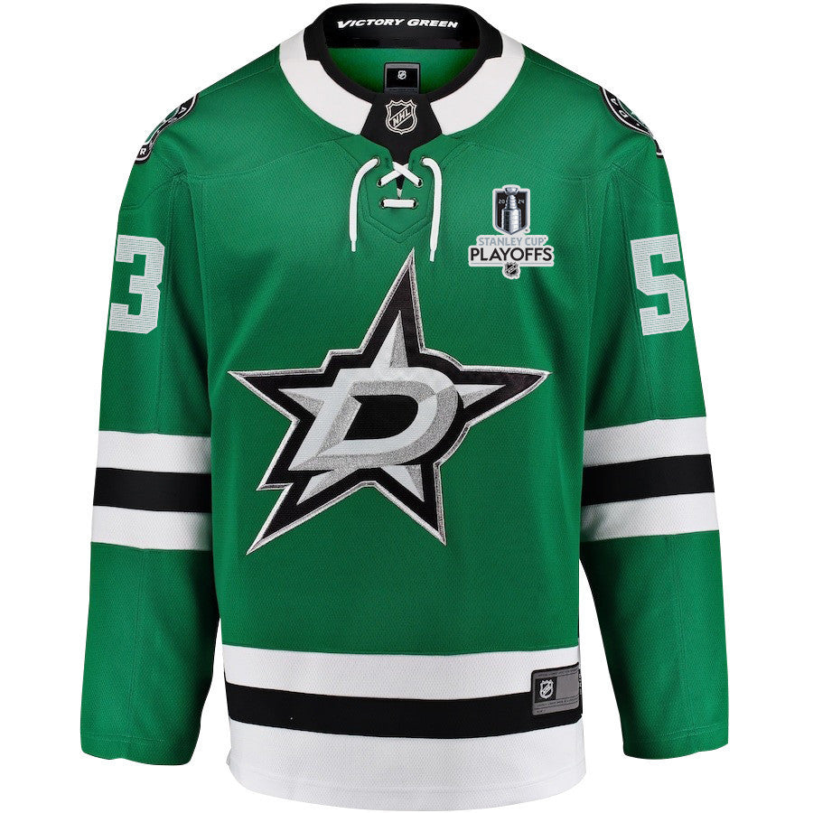 Wyatt Johnston 53 Dallas Stars 2024 NHL Playoffs Patch Home Jersey - Men, Green