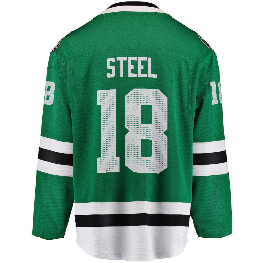 Sam Steel 18 Dallas Stars 2024 NHL Playoffs Patch Home Jersey - Men, Green