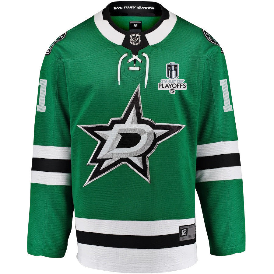 Logan Stankoven 11 Dallas Stars 2024 NHL Playoffs Patch Home Jersey - Men, Green