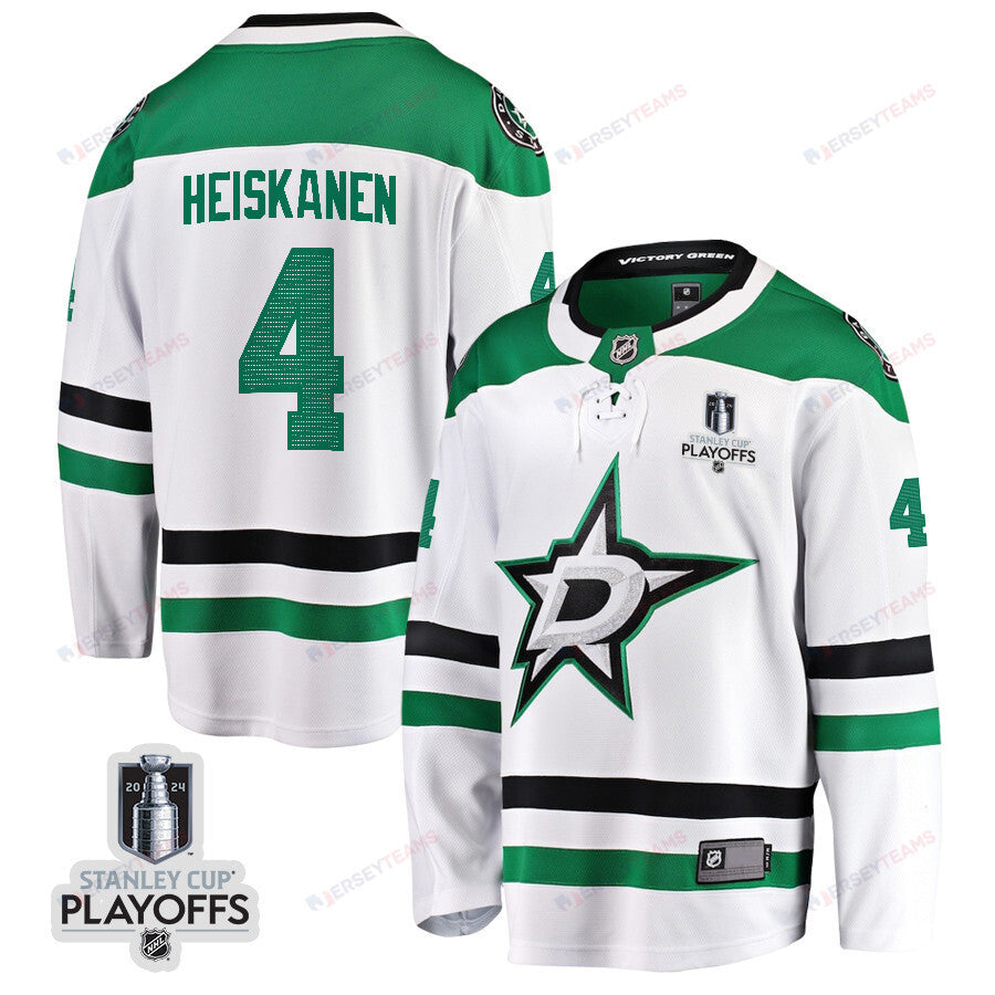 Miro Heiskanen 4 Dallas Stars 2024 NHL Playoffs Patch Away Breakaway Jersey - Men