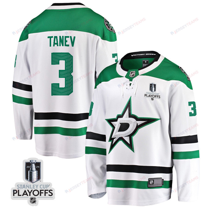 Chris Tanev 3 Dallas Stars 2024 NHL Playoffs Patch Away Breakaway Jersey - Men