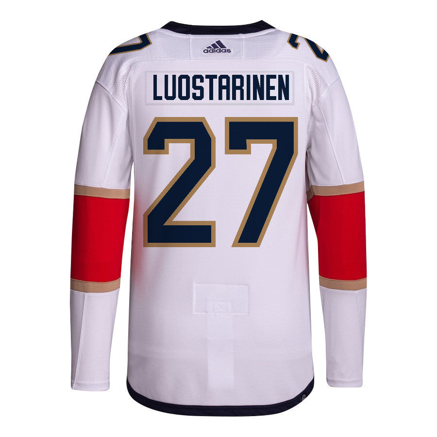 Eetu Luostarinen 27 Florida Panthers 2024 NHL Playoffs Patch Away Jersey Customized - Men, White