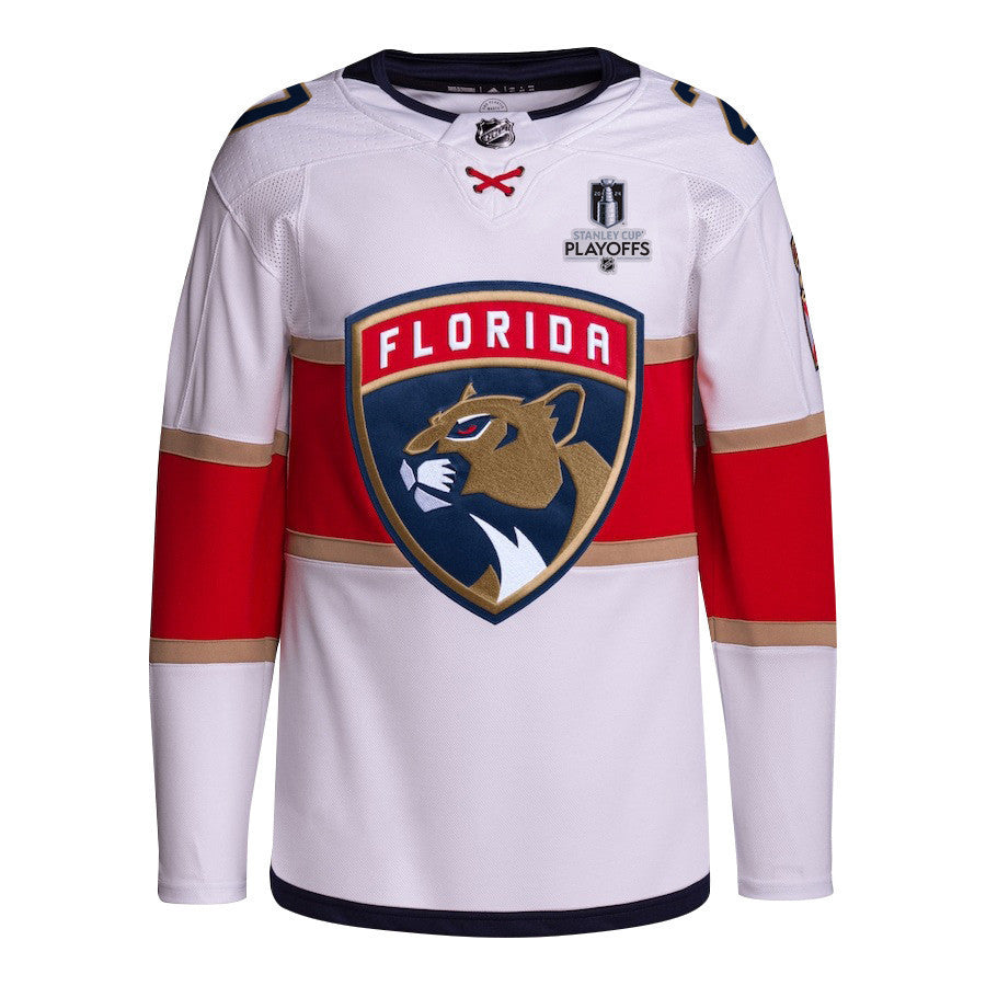 Eetu Luostarinen 27 Florida Panthers 2024 NHL Playoffs Patch Away Jersey Customized - Men, White
