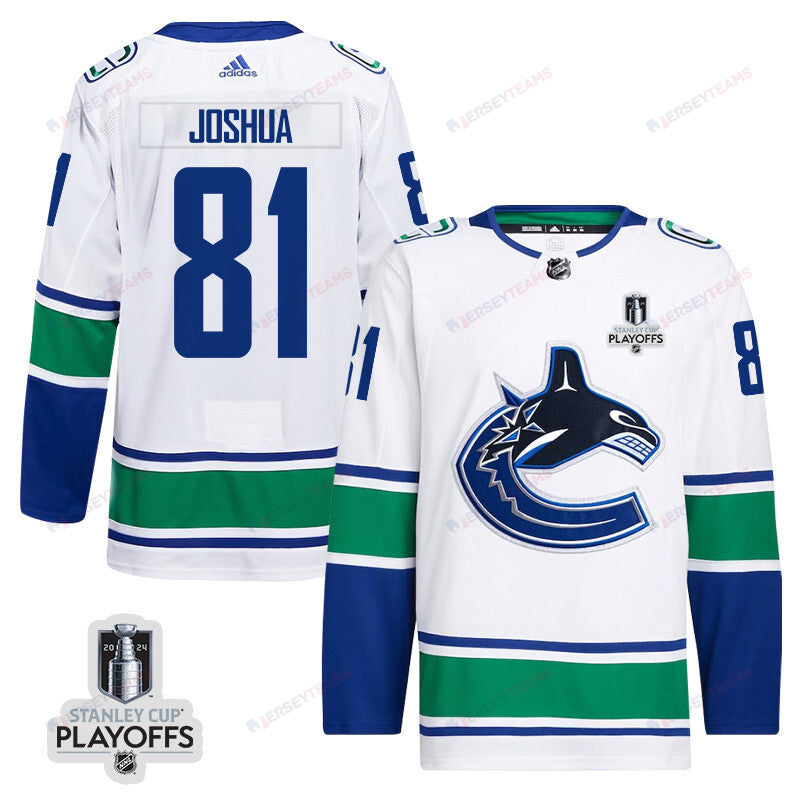 Dakota Joshua 81 Vancouver Canucks 2024 NHL Playoffs Patch Away Jersey - Men, White