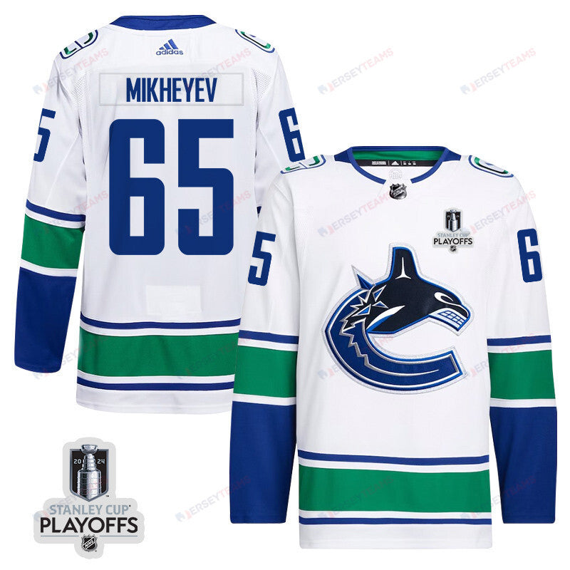 Ilya Mikheyev 65 Vancouver Canucks 2024 NHL Playoffs Patch Away Jersey - Men, White