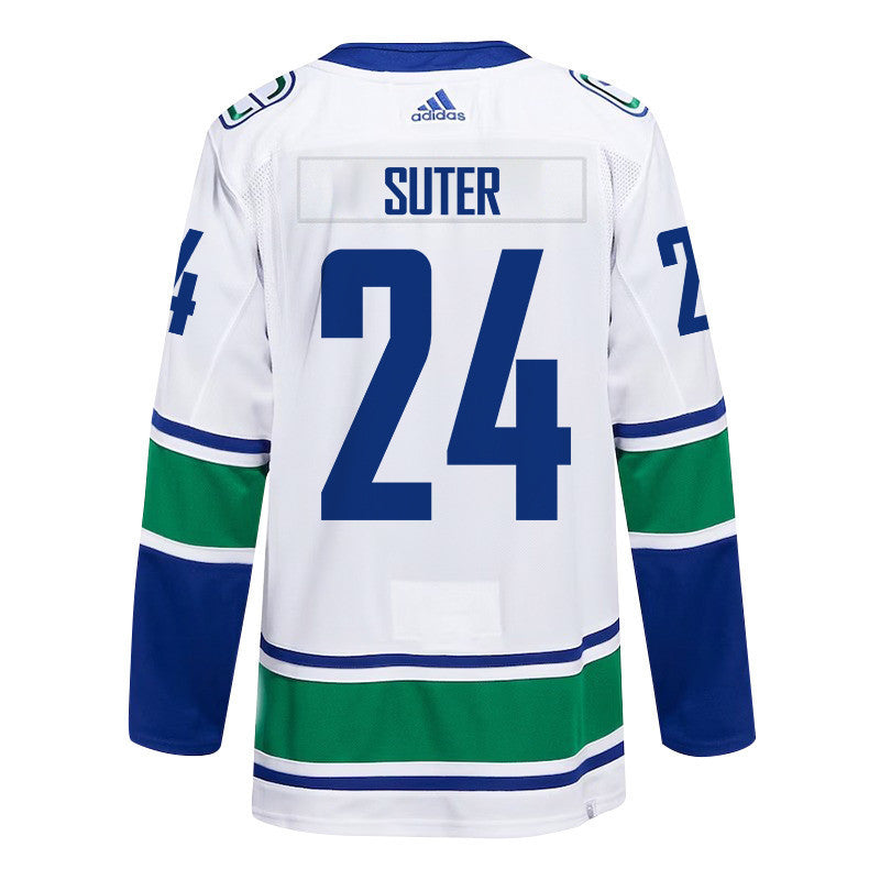Pius Suter 24 Vancouver Canucks 2024 NHL Playoffs Patch Away Jersey - Men, White