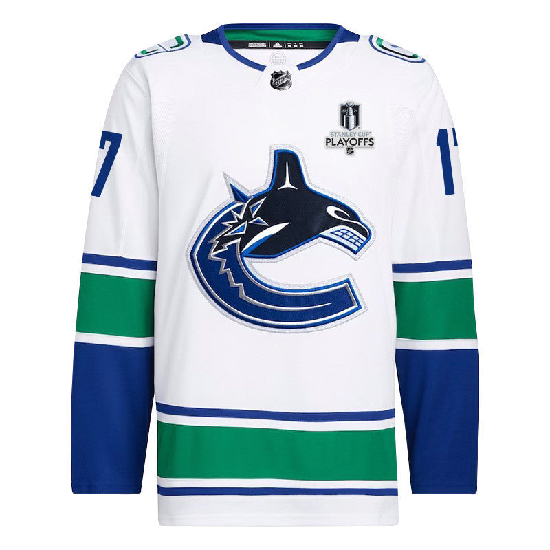 Filip Hronek 17 Vancouver Canucks 2024 NHL Playoffs Patch Away Jersey - Men, White