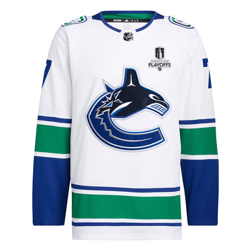 Carson Soucy 7 Vancouver Canucks 2024 NHL Playoffs Patch Away Jersey - Men, White
