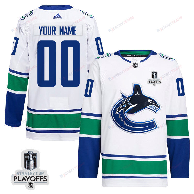 Vancouver Canucks 2024 NHL Playoffs Patch Away Jersey Customized - Men, White