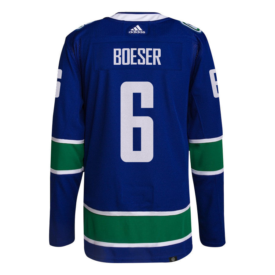 Brock Boeser 6 Vancouver Canucks 2024 NHL Playoffs Patch Home Jersey - Men, Blue
