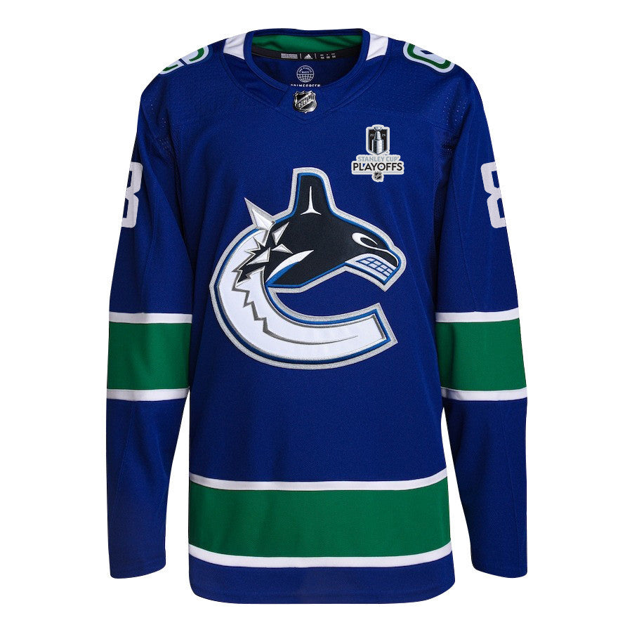 Conor Garland 8 Vancouver Canucks 2024 NHL Playoffs Patch Home Jersey - Men, Blue