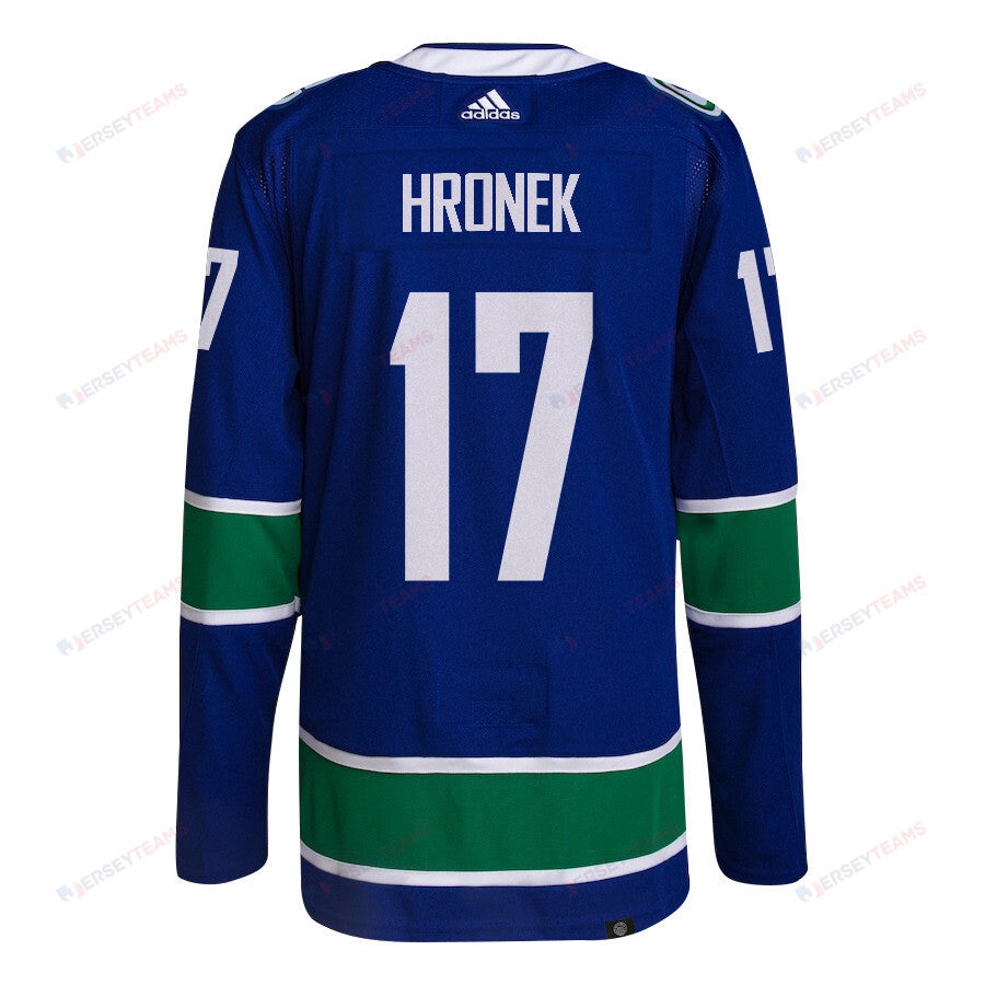 Filip Hronek 17 Vancouver Canucks 2024 NHL Playoffs Patch Home Jersey - Men, Blue
