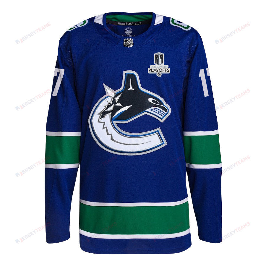 Filip Hronek 17 Vancouver Canucks 2024 NHL Playoffs Patch Home Jersey - Men, Blue